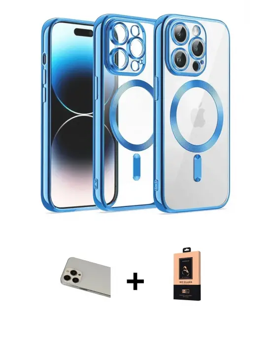 ieg™ iPhone 13 Pro Max Kılıf Nova Işık Özel Seri - Şeffaf Maxco Cam Ekran Koruyucu + Rainbow Kamera Lens Koruma Cam - REGD