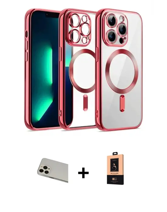 ieg™ iPhone 13 Pro Max Kılıf Nova Işık Özel Seri - Şeffaf Maxco Cam Ekran Koruyucu + Rainbow Kamera Lens Koruma Cam - REGD