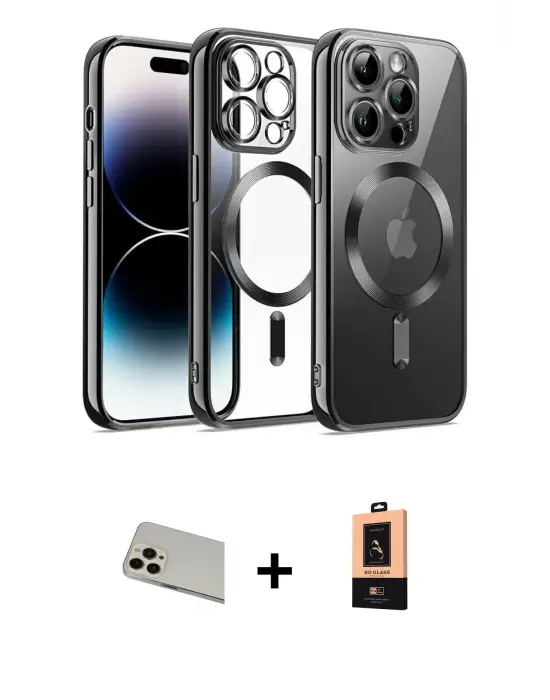 ieg™ iPhone 13 Pro Max Kılıf Nova Işık Özel Seri - Şeffaf Maxco Cam Ekran Koruyucu + Rainbow Kamera Lens Koruma Cam - REGD