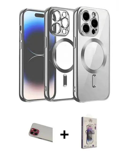 ieg™ iPhone 13 Pro Max Kılıf Nova Işık Özel Seri - Siyah Bilvis 3D Cam Ekran Koruyucu + Rainbow Kamera Lens Koruma Cam - KI