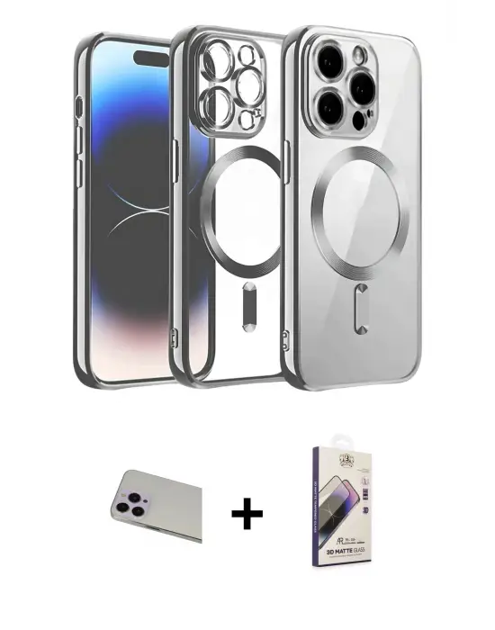 ieg™ iPhone 13 Pro Max Kılıf Nova Işık Özel Seri - Siyah Bilvis 3D Mat Cam Ekran Koruyucu + Rainbow Kamera Lens Koruma Cam - MR