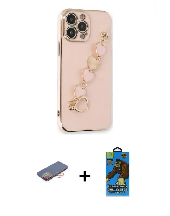 ieg™ iPhone 13 Pro Max Kılıf Nova Işık Prime - Siyah 18D Cam Ekran Koruyucu + Renkli Kamera Lens Koruma Cam - TU