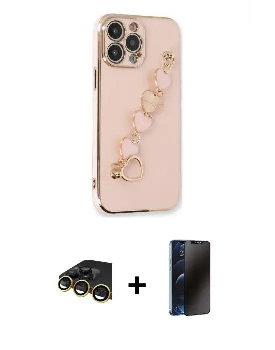 ieg™ iPhone 13 Pro Max Kılıf Nova Işık Prime - Siyah 3D Antistatik Hayalet Cam Ekran Koruyucu + Raze Metal Kamera Lens - GD