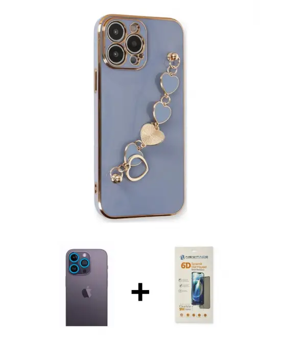 ieg™ iPhone 13 Pro Max Kılıf Nova Işık Prime - Siyah 6D Mat Seramik Hayalet Nano Ekran Koruyucu + Neon Fosforlu Kamera Lens - MI