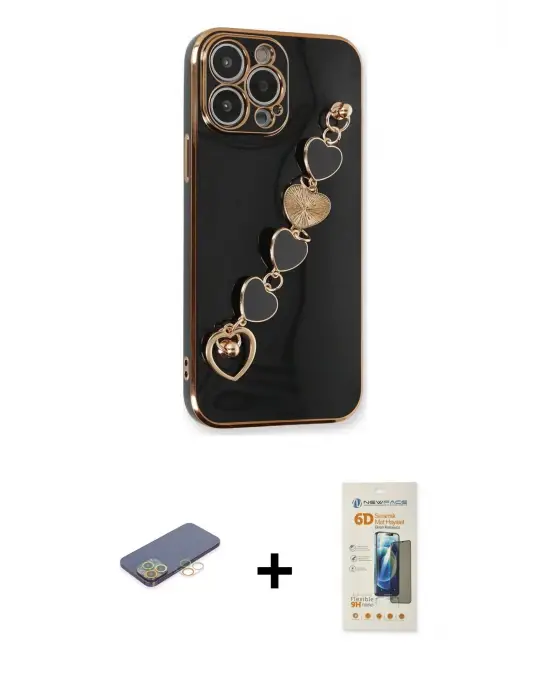 ieg™ iPhone 13 Pro Max Kılıf Nova Işık Prime - Siyah 6D Mat Seramik Hayalet Nano Ekran Koruyucu + Renkli Kamera Lens Koruma Cam - SI