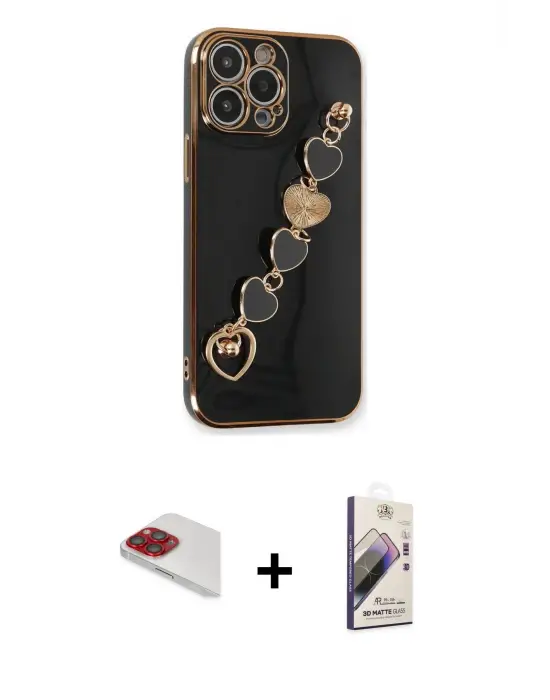 ieg™ iPhone 13 Pro Max Kılıf Nova Işık Prime - Siyah Bilvis 3D Mat Cam Ekran Koruyucu + Pers Alüminyum Kamera Lens - KI
