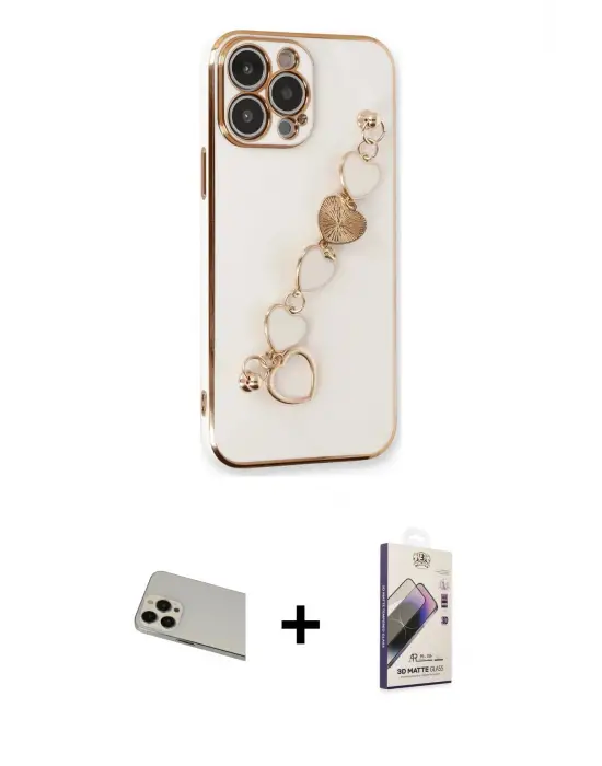 ieg™ iPhone 13 Pro Max Kılıf Nova Işık Prime - Siyah Bilvis 3D Mat Cam Ekran Koruyucu + Rainbow Kamera Lens Koruma Cam - REGD