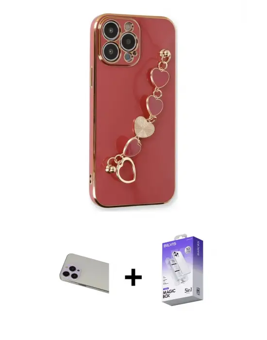 ieg™ iPhone 13 Pro Max Kılıf Nova Işık Prime - Siyah Bilvis 5in1 3D Magic Cam Ekran Koruyucu + Rainbow Kamera Lens Koruma Cam - MR