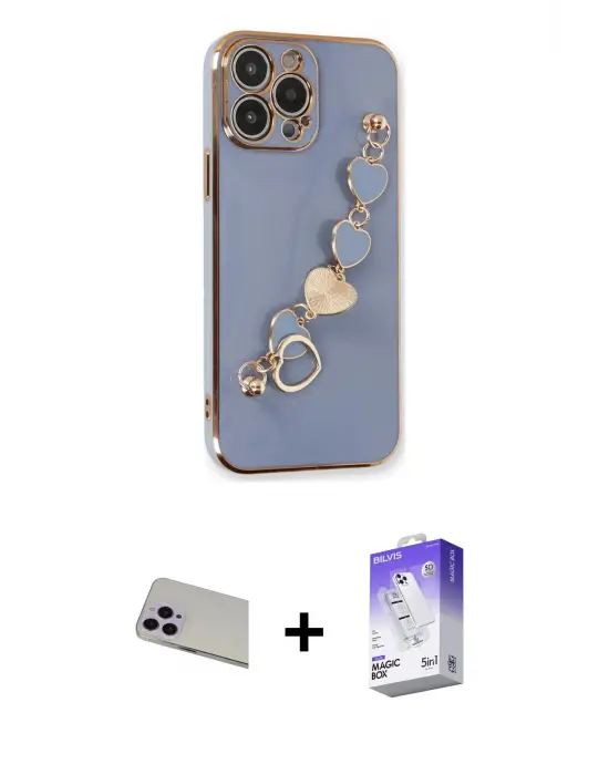 ieg™ iPhone 13 Pro Max Kılıf Nova Işık Prime - Siyah Bilvis 5in1 3D Magic Cam Ekran Koruyucu + Rainbow Kamera Lens Koruma Cam - MR