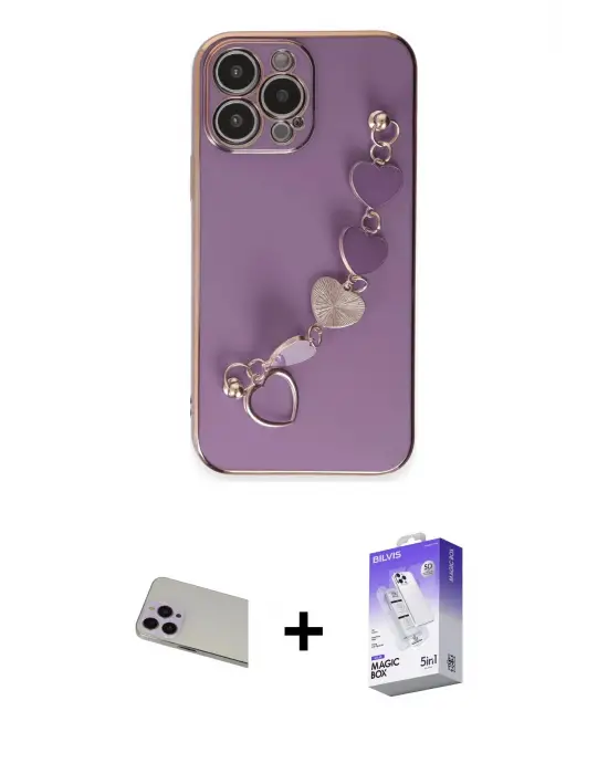 ieg™ iPhone 13 Pro Max Kılıf Nova Işık Prime - Siyah Bilvis 5in1 3D Magic Cam Ekran Koruyucu + Rainbow Kamera Lens Koruma Cam - MR