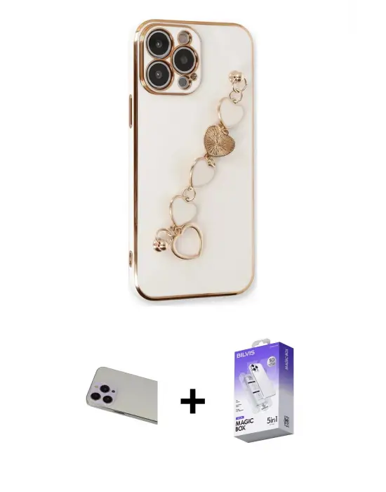 ieg™ iPhone 13 Pro Max Kılıf Nova Işık Prime - Siyah Bilvis 5in1 3D Magic Cam Ekran Koruyucu + Rainbow Kamera Lens Koruma Cam - MR