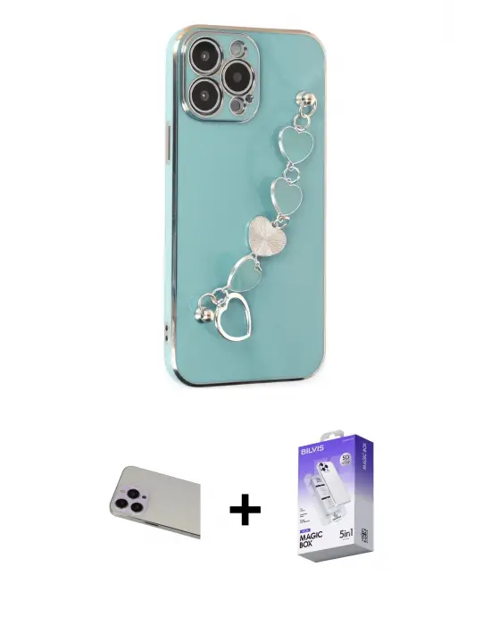 ieg™ iPhone 13 Pro Max Kılıf Nova Işık Prime - Siyah Bilvis 5in1 3D Magic Cam Ekran Koruyucu + Rainbow Kamera Lens Koruma Cam - MR