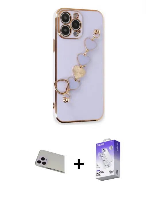 ieg™ iPhone 13 Pro Max Kılıf Nova Işık Prime - Siyah Bilvis 5in1 3D Magic Cam Ekran Koruyucu + Rainbow Kamera Lens Koruma Cam - MR