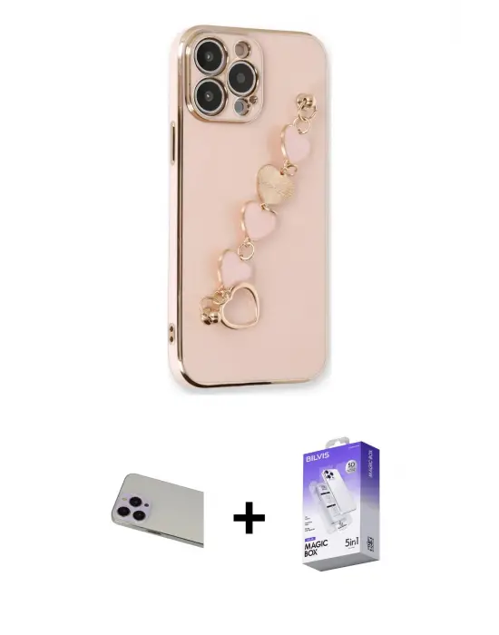 ieg™ iPhone 13 Pro Max Kılıf Nova Işık Prime - Siyah Bilvis 5in1 3D Magic Cam Ekran Koruyucu + Rainbow Kamera Lens Koruma Cam - MR
