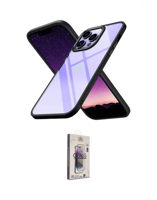 ieg™ iPhone 13 Pro Max Kılıf Nova Işık Serisi - Siyah Bilvis 3D Cam Ekran Koruyucu