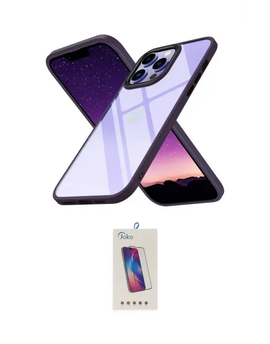 ieg™ iPhone 13 Pro Max Kılıf Nova Işık Serisi - Siyah Joko 5D Cam