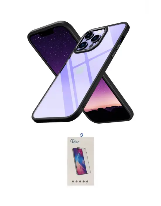 ieg™ iPhone 13 Pro Max Kılıf Nova Işık Serisi - Siyah Joko 5D Cam
