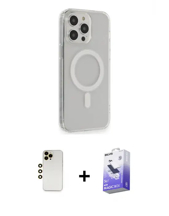 ieg™ iPhone 13 Pro Max Kılıf Pusula Çizgi Koleksiyonu - Siyah Bilvis 5in1 5D Magic Hayalet Cam Ekran Koruyucu + Shine Kamera Lens - GD