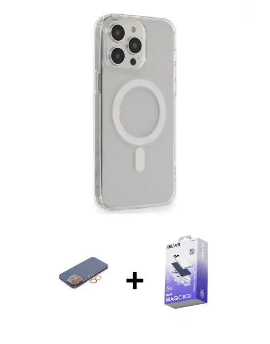 ieg™ iPhone 13 Pro Max Kılıf Pusula Çizgi Koleksiyonu - Siyah Bilvis 5in1 5D Magic Hayalet Cam Ekran Koruyucu + Renkli Kamera Lens Koruma Cam - TU
