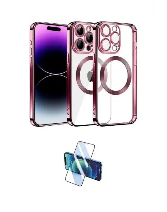 ieg™ iPhone 13 Pro Max Kılıf Pusula Form - Siyah 3D Antistatik Cam Ekran Koruyucu
