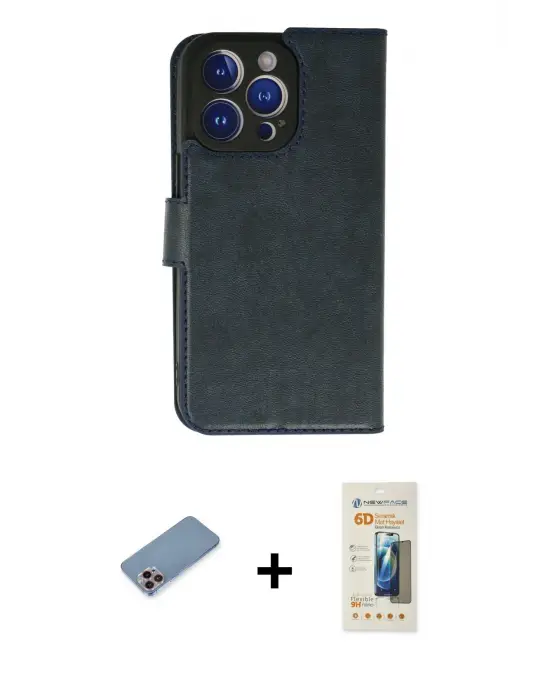 ieg™ iPhone 13 Pro Max Kılıf Siluet Işık Serisi - Siyah 6D Mat Seramik Hayalet Nano Ekran Koruyucu + Shine Kamera Lens Koruma Cam - PE