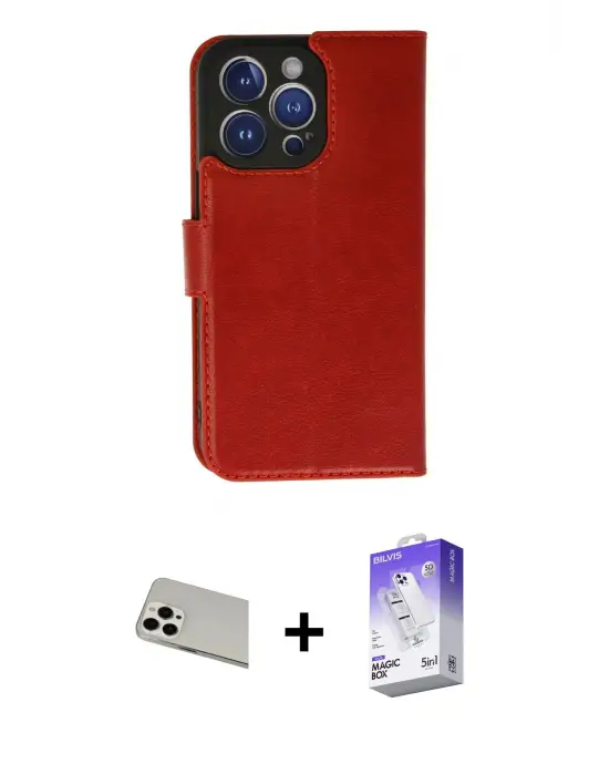 ieg™ iPhone 13 Pro Max Kılıf Siluet Işık Serisi - Siyah Bilvis 5in1 3D Magic Cam Ekran Koruyucu + Rainbow Kamera Lens Koruma Cam - BZ