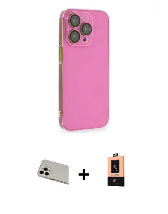 ieg™ iPhone 13 Pro Max Kılıf Siluet Minimal Özel Seri - Şeffaf Maxco Cam Ekran Koruyucu + Rainbow Kamera Lens Koruma Cam - REGD