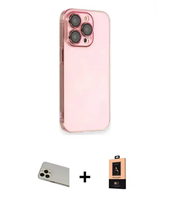 ieg™ iPhone 13 Pro Max Kılıf Siluet Minimal Özel Seri - Şeffaf Maxco Cam Ekran Koruyucu + Rainbow Kamera Lens Koruma Cam - REGD