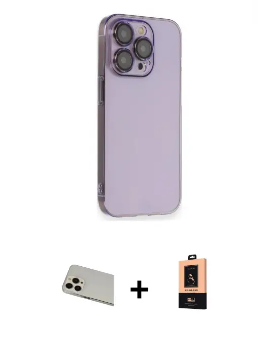 ieg™ iPhone 13 Pro Max Kılıf Siluet Minimal Özel Seri - Şeffaf Maxco Cam Ekran Koruyucu + Rainbow Kamera Lens Koruma Cam - REGD