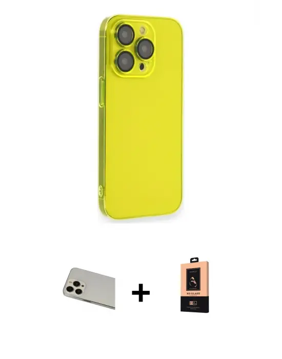 ieg™ iPhone 13 Pro Max Kılıf Siluet Minimal Özel Seri - Şeffaf Maxco Cam Ekran Koruyucu + Rainbow Kamera Lens Koruma Cam - REGD