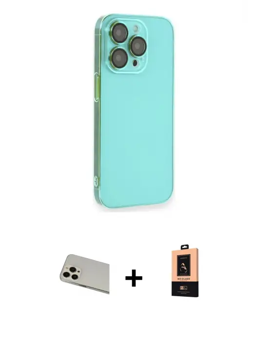 ieg™ iPhone 13 Pro Max Kılıf Siluet Minimal Özel Seri - Şeffaf Maxco Cam Ekran Koruyucu + Rainbow Kamera Lens Koruma Cam - REGD