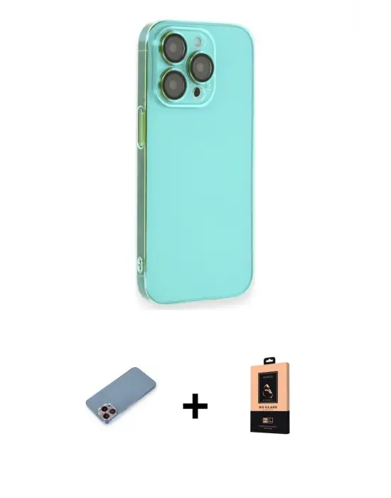 ieg™ iPhone 13 Pro Max Kılıf Siluet Minimal Özel Seri - Şeffaf Maxco Cam Ekran Koruyucu + Shine Kamera Lens Koruma Cam - PE