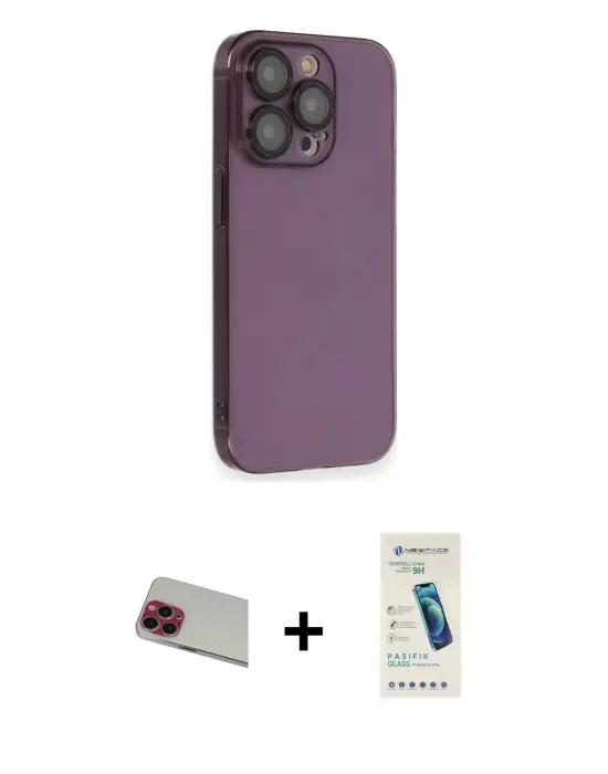 ieg™ iPhone 13 Pro Max Kılıf Siluet Minimal Özel Seri - Şeffaf Pasifik Cam Ekran Koruyucu + Rainbow Kamera Lens Koruma Cam - KI