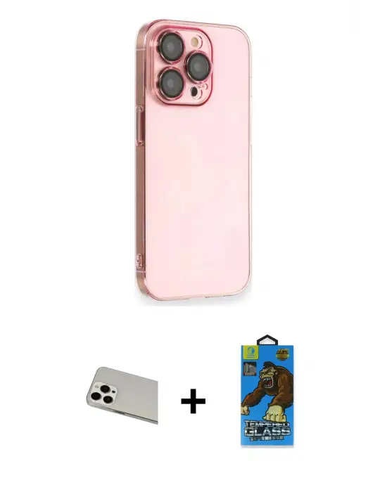 ieg™ iPhone 13 Pro Max Kılıf Siluet Minimal Özel Seri - Siyah 18D Cam Ekran Koruyucu + Rainbow Kamera Lens Koruma Cam - BZ
