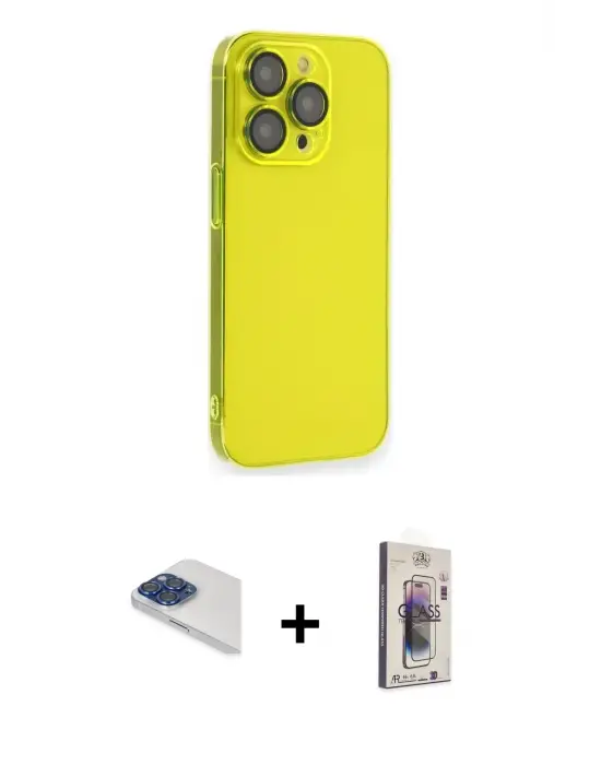 ieg™ iPhone 13 Pro Max Kılıf Siluet Minimal Özel Seri - Siyah Bilvis 3D Cam Ekran Koruyucu + Pers Alüminyum Kamera Lens - LT