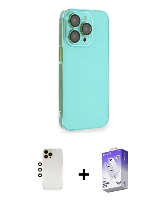 ieg™ iPhone 13 Pro Max Kılıf Siluet Minimal Özel Seri - Siyah Bilvis 5in1 3D Magic Cam Ekran Koruyucu + Shine Kamera Lens - GD
