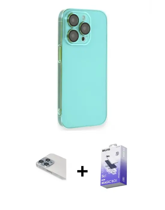 ieg™ iPhone 13 Pro Max Kılıf Siluet Minimal Özel Seri - Siyah Bilvis 5in1 5D Magic Hayalet Cam Ekran Koruyucu + Pers Alüminyum Kamera Lens - SABE