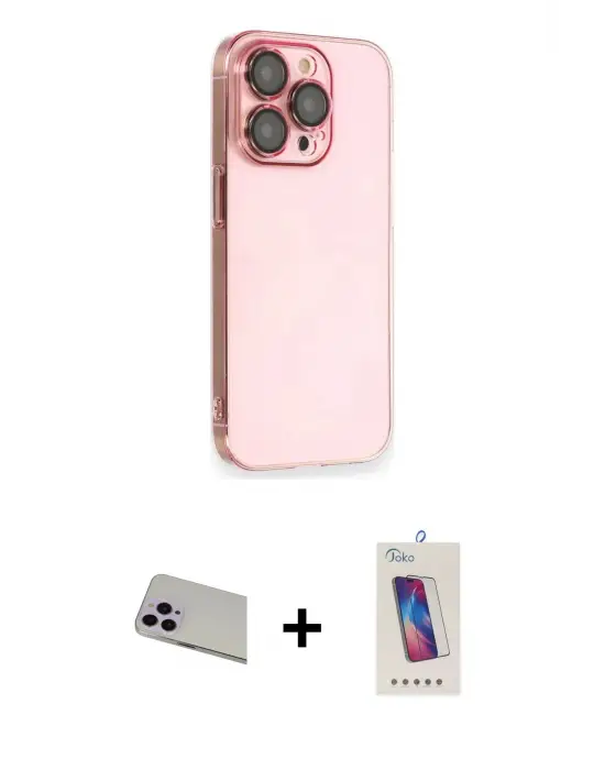 ieg™ iPhone 13 Pro Max Kılıf Siluet Minimal Özel Seri - Siyah Joko 5D Cam + Rainbow Kamera Lens Koruma Cam - MR
