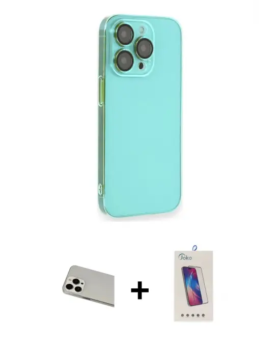 ieg™ iPhone 13 Pro Max Kılıf Siluet Minimal Özel Seri - Siyah Joko 5D Cam + Rainbow Kamera Lens Koruma Cam - BZ