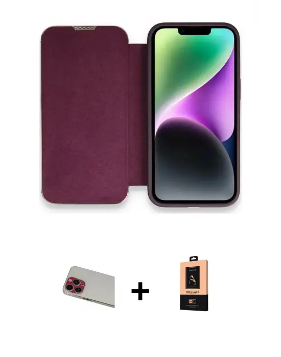 ieg™ iPhone 13 Pro Max Kılıf Siluet Minimal Serisi - Şeffaf Maxco Cam Ekran Koruyucu + Rainbow Kamera Lens Koruma Cam - KI