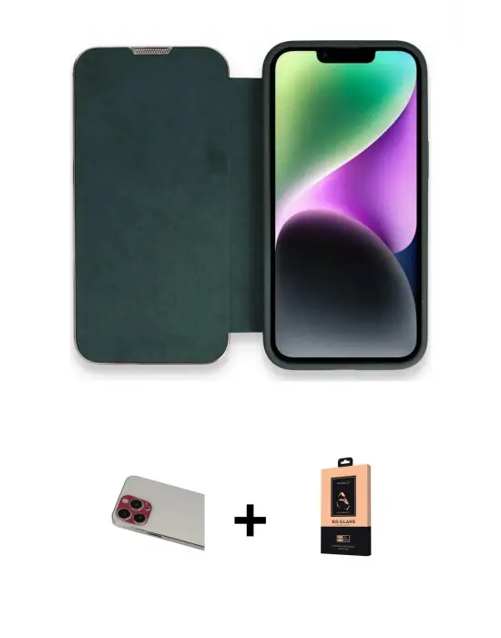ieg™ iPhone 13 Pro Max Kılıf Siluet Minimal Serisi - Şeffaf Maxco Cam Ekran Koruyucu + Rainbow Kamera Lens Koruma Cam - KI
