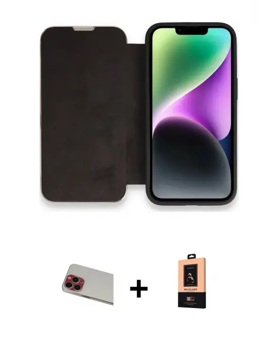 ieg™ iPhone 13 Pro Max Kılıf Siluet Minimal Serisi - Şeffaf Maxco Cam Ekran Koruyucu + Rainbow Kamera Lens Koruma Cam - KI