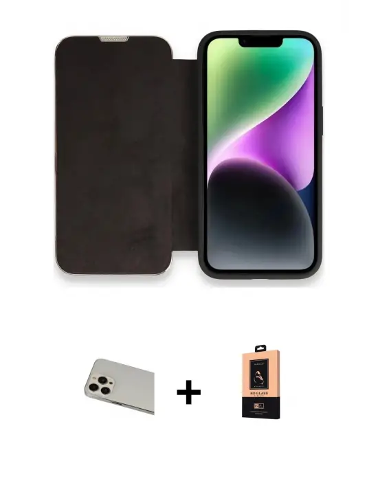ieg™ iPhone 13 Pro Max Kılıf Siluet Minimal Serisi - Şeffaf Maxco Cam Ekran Koruyucu + Rainbow Kamera Lens Koruma Cam - REGD