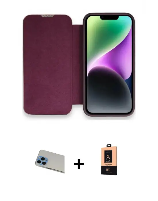 ieg™ iPhone 13 Pro Max Kılıf Siluet Minimal Serisi - Şeffaf Maxco Cam Ekran Koruyucu + Rainbow Kamera Lens Koruma Cam - MI