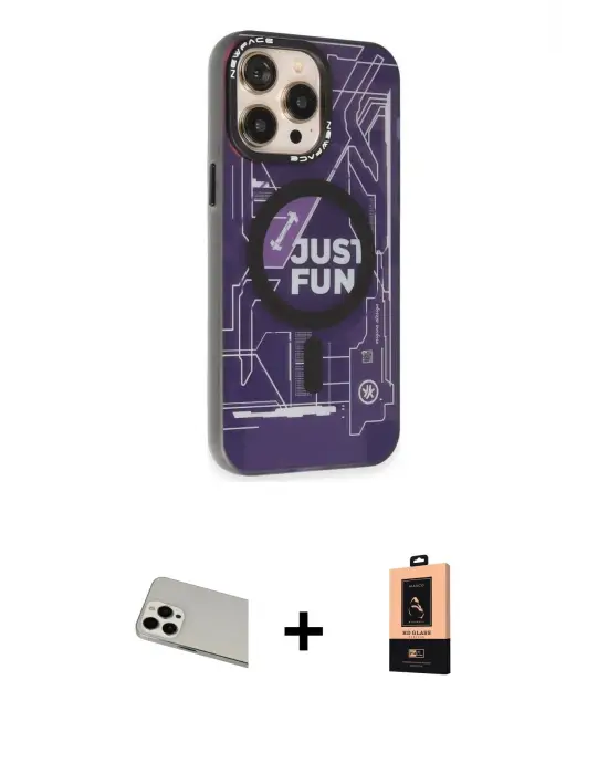 ieg™ iPhone 13 Pro Max Kılıf Siluet Modern Koleksiyonu - Şeffaf Maxco Cam Ekran Koruyucu + Rainbow Kamera Lens Koruma Cam - BZ