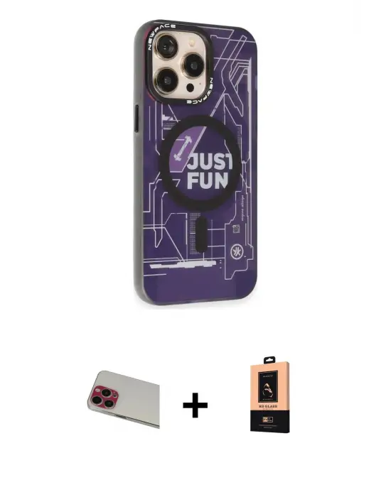 ieg™ iPhone 13 Pro Max Kılıf Siluet Modern Koleksiyonu - Şeffaf Maxco Cam Ekran Koruyucu + Rainbow Kamera Lens Koruma Cam - KI