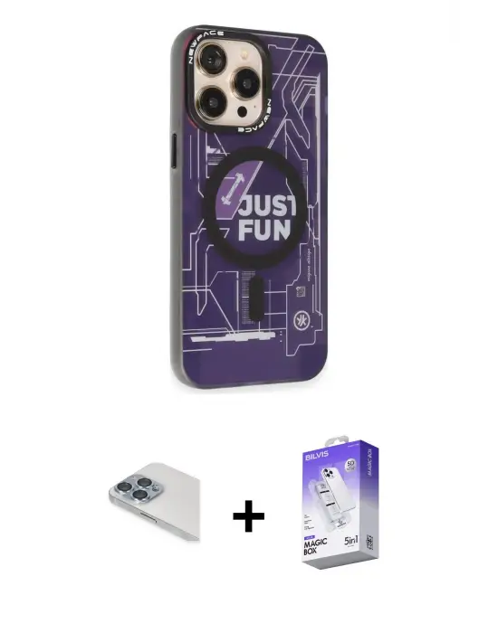 ieg™ iPhone 13 Pro Max Kılıf Siluet Modern Koleksiyonu - Siyah Bilvis 5in1 3D Magic Cam Ekran Koruyucu + Pers Alüminyum Kamera Lens - SABE