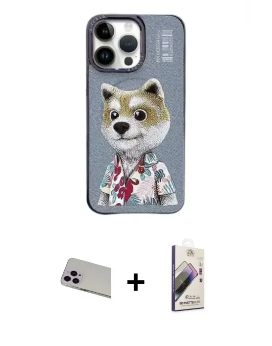 ieg™ iPhone 13 Pro Max Kılıf Siluet Modern Özel Seri - Siyah Bilvis 3D Mat Cam Ekran Koruyucu + Rainbow Kamera Lens Koruma Cam - MR