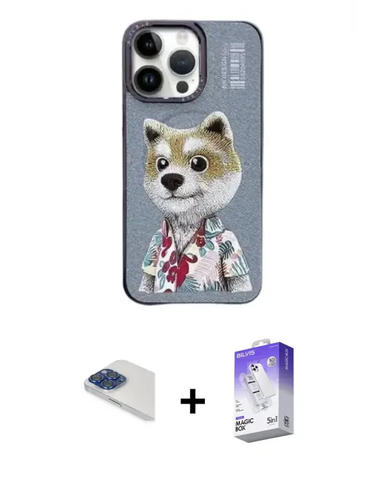 ieg™ iPhone 13 Pro Max Kılıf Siluet Modern Özel Seri - Siyah Bilvis 5in1 3D Magic Cam Ekran Koruyucu + Pers Alüminyum Kamera Lens - LT