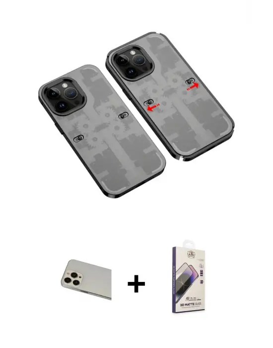 ieg™ iPhone 13 Pro Max Kılıf Ufuk Doku Prime - Siyah Bilvis 3D Mat Cam Ekran Koruyucu + Rainbow Kamera Lens Koruma Cam - REGD